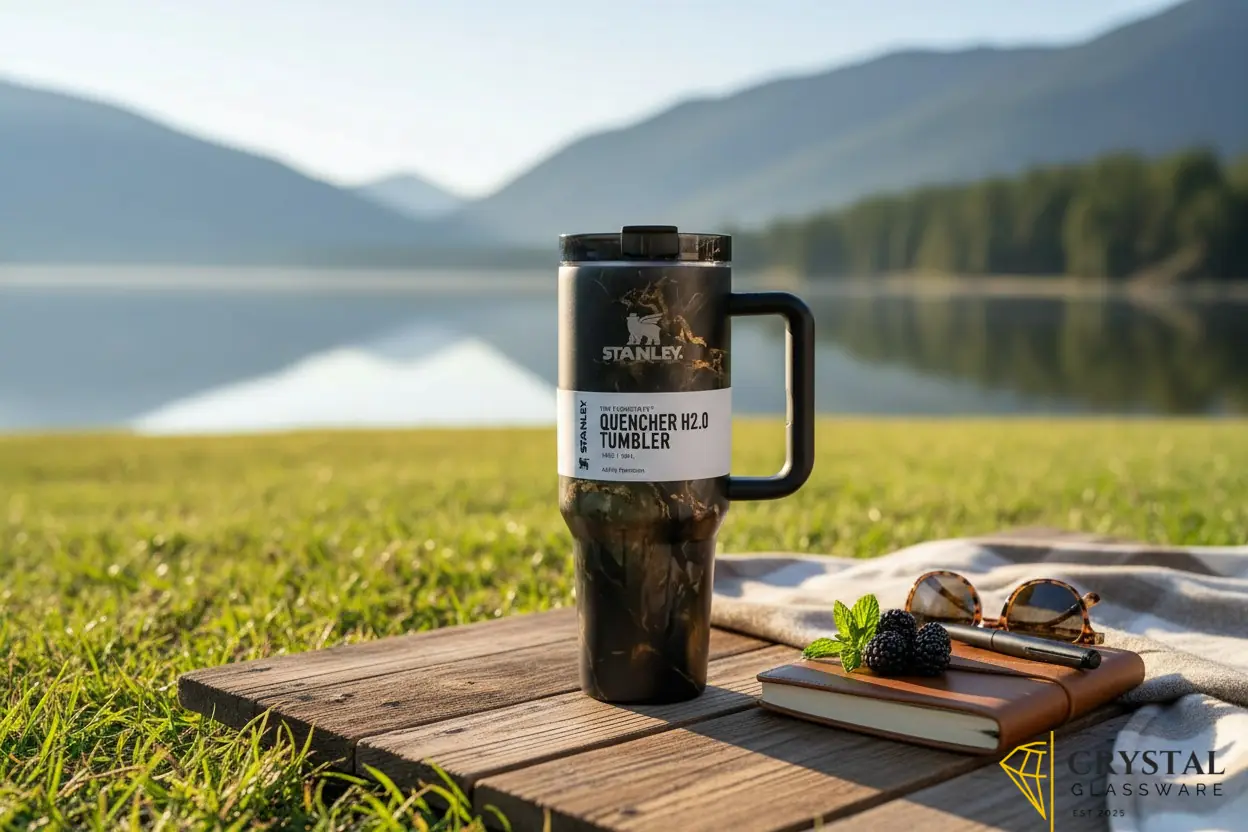 Premium Black Marble Stanley Quencher H2.0 Tumbler 40oz